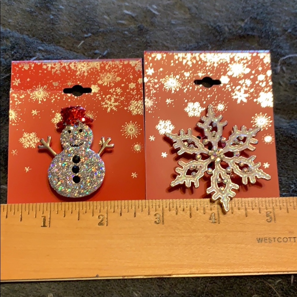 Vintage Christmas Snowman and Snowflake decorative pins - Picture 11 of 11